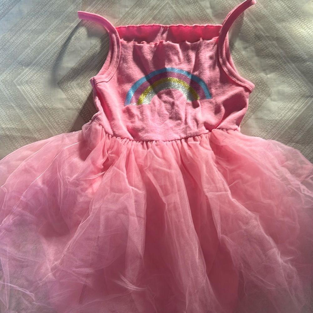 Sparkle by Stooper Girls Pink Tulle Strappy Rainbow Dress. Size 6x/7